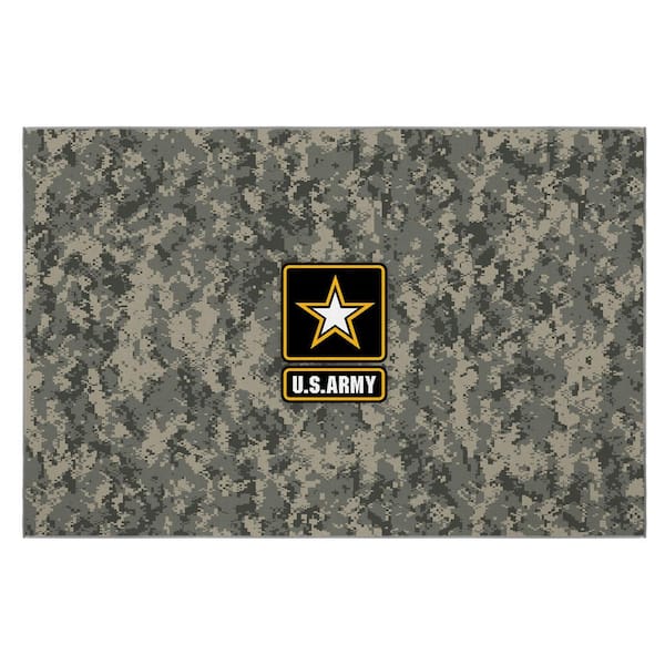 Ottomanson Multi/Camo 3 ft. x 5 ft. Man Cave Bedroom US ARMY Logo Camo Non-Slip Area Rug