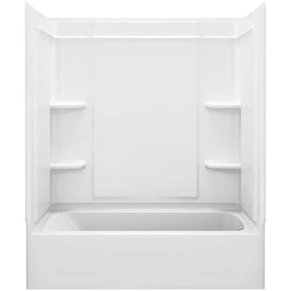 STERLING Ensemble Medley 60 in. x 31.25 in. x 74.25 in. 4-piece Tongue and Groove Tub Wall in White