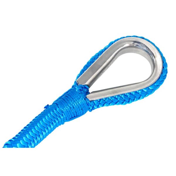 SGT KNOTS Polypropylene Braided Anchor Rope Hollow Braid Boat Anchor Line  with Spring Snap Hook - Lines for Marine Use, Fishing, Small Boats (3/8 in  x