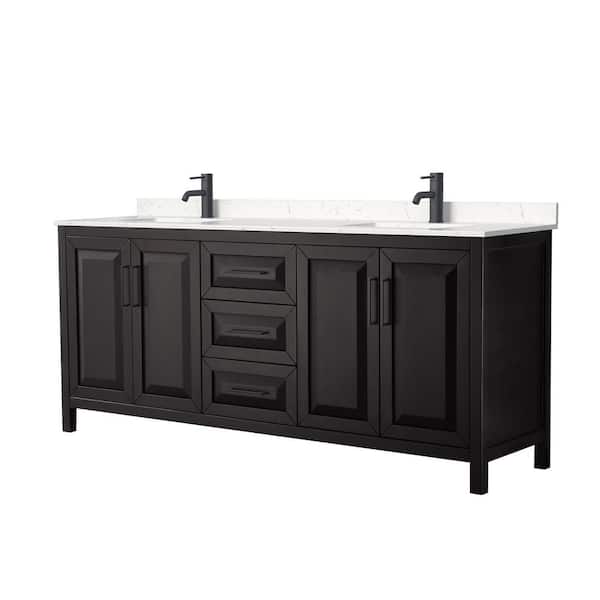 Wyndham Collection Daria 80 in. W x 22 in. D x 35.75 in. H Double Bath Vanity in Dark Espresso with Carrara Cultured Marble Top
