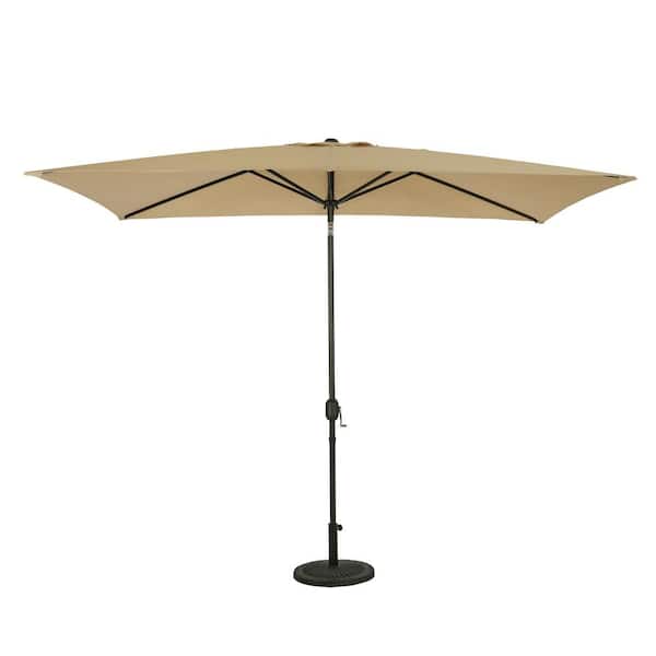 Island Umbrella Bimini 6.5 ft. x 10 ft. Polyester Rectangle Market Patio Umbrella in Champagne