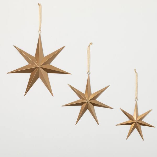 SULLIVANS 12", 15.5" and 19.5"Oversized Gold Star Ornaments (Set of 3)