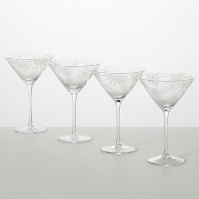 Rolf Glass Matchstick 10 fl. oz. Martini Glass Set (Set of 4) 451138-S/4 -  The Home Depot