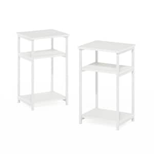 Just 13.39 in. White/White Rectangle Wood End Table With Metal Frame (Set of 2)