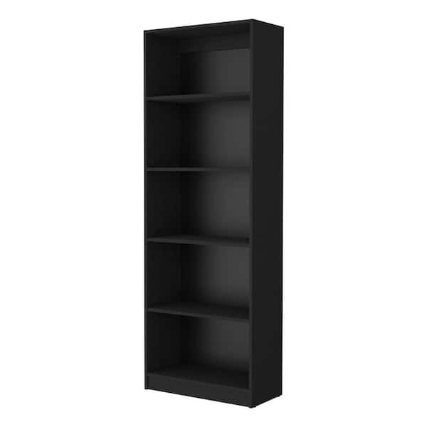 11.70 in. W x 24.70 in. D x 71.10 in. H Black Wood Freestanding Linen Cabinet with 5 Shelves in Black