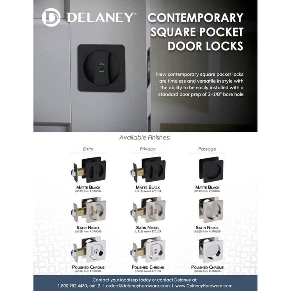 Matte Black Universal Handing Privacy Pocket Door Lock