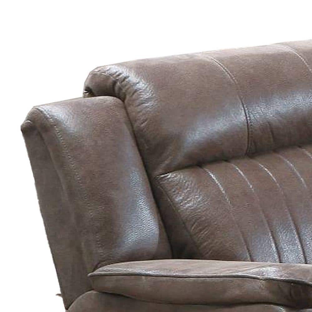 Brown Microfiber Recliner Chair with Pillow Top Arms