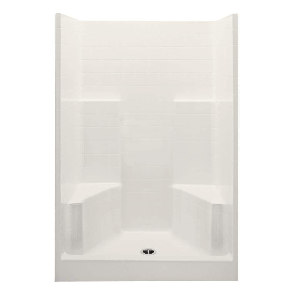 Everyday 48 in. x 35 in. x 79 in. 1-Piece Shower Stall with 2 Seats and Cen
