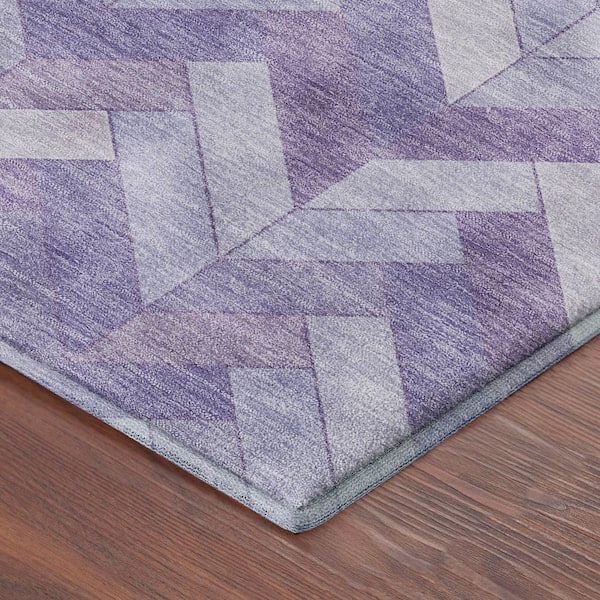 Mayfield Premium Machine Washable Abstract AMF2297 Plum 2 ft. x 7 ft. Runner Rug
