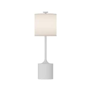 Issa 26 in. 1-Light 60-Watt White/Ivory Linen Modern Table Lamp