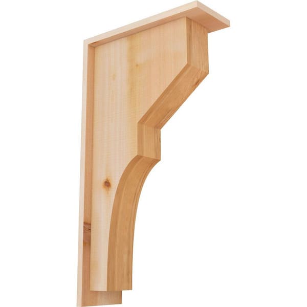 Ekena Millwork 5-1/2 in. x 14 in. x 26 in. Western Red Cedar Monterey Smooth Corbel with Backplate