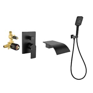 Single-handle 3-Spray 1.8 GPM Adjustable Hand Shower and 4.07 in. Wall Mounted Tub Spout in Matte Black (Valve Included)