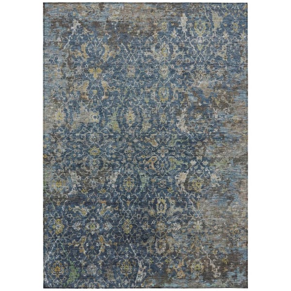 Chantille Machine Washable Indoor/Outdoor Abstract ACN2359 Navy 8 ft. x 10 ft. Area Rug
