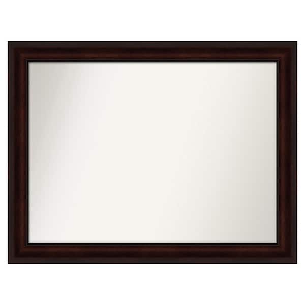 Amanti Art Coffee Bean Brown 39.25 in. x 30.25 in. Custom Non-Beveled Satin Recycled Polystyrene Framed Vanity Wall Mirror