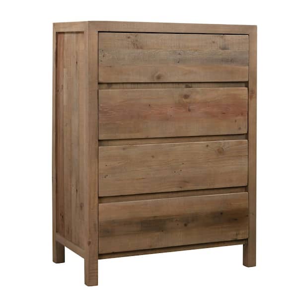 New Heights Cascade 4-Drawer Chestnut Reclaimed Wood Dresser 48 in. H x 35 in. W x 19 in. D