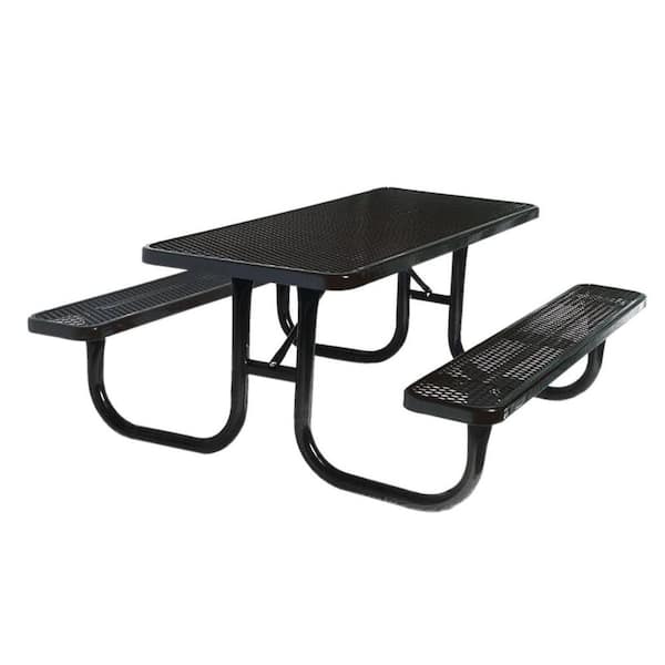 Ultra Play 6 ft. Diamond Black Commercial Park Rectangular Portable Table