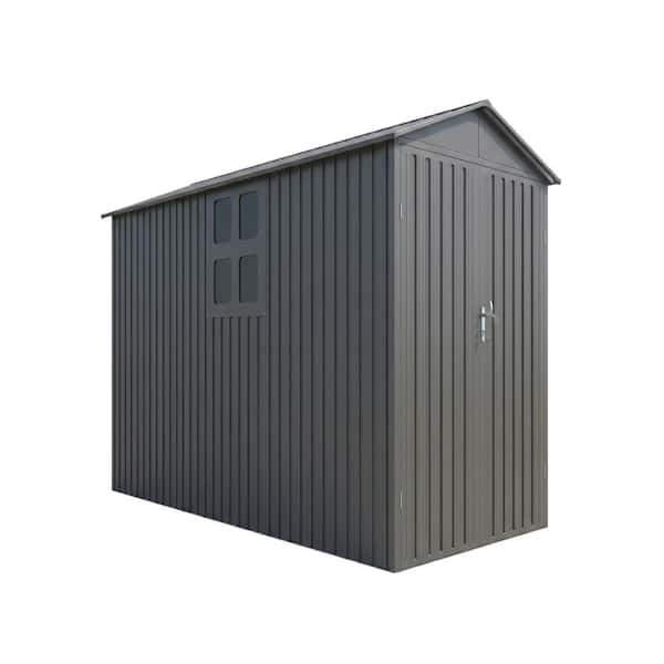 6 ft. W x 10 ft. D Gray Metal Shed with Window (60 sq. ft.)