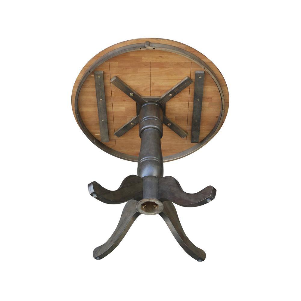 Round Hickory Wood Extendable Farmhouse Counter Height Table