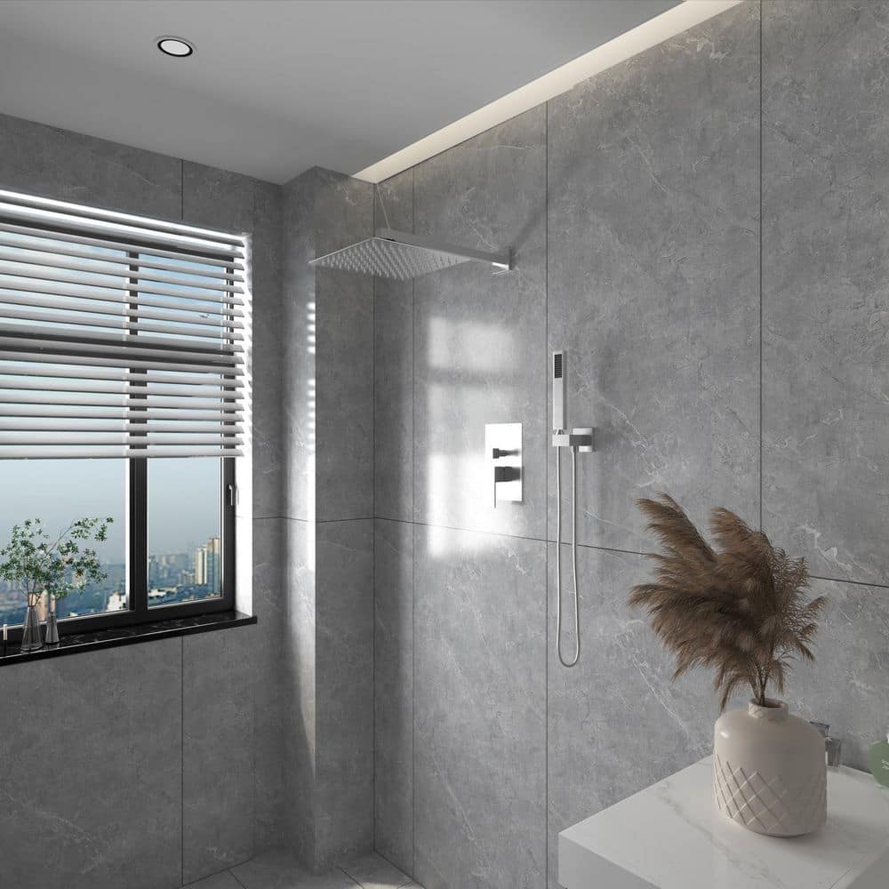 10 Inch Brushed Nickel Square Rain Shower Combo Set