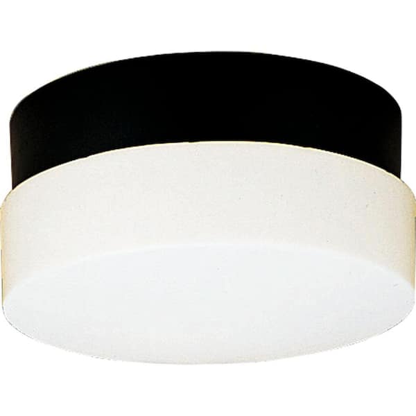 Progress Lighting Hard-Nox Collection 2-Light Black White Polycarbonate Shade Transitional Outdoor Wall Or Ceiling Mounted Fixture