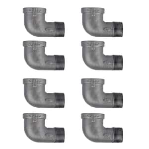 3/8 in. Black Malleable Iron 90 degree FPT x MPT Street Elbow Fitting (8-Pack)