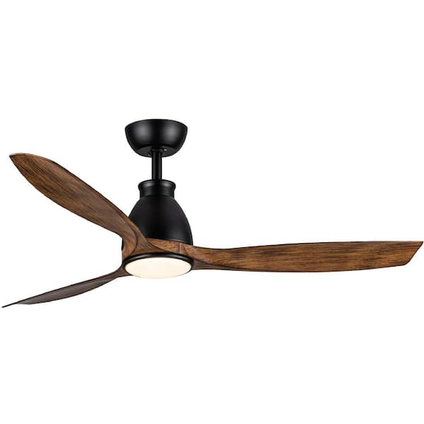 PUDO 52 in. Integrated LED Indoor Black Ceiling Fan Lighting with Remote