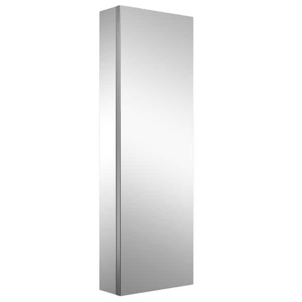12 in. W x 36 in. H Rectangular Silver Aluminum Recessed/Surface Mount Right Hinge Medicine Cabinet with Mirror