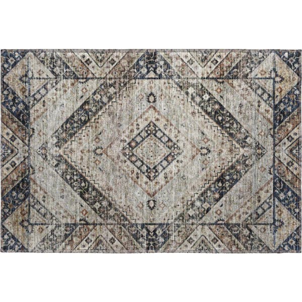 Mayfield Premium Machine Washable Abstract AMF2195 Black 2 ft. x 3 ft. Accent Rug