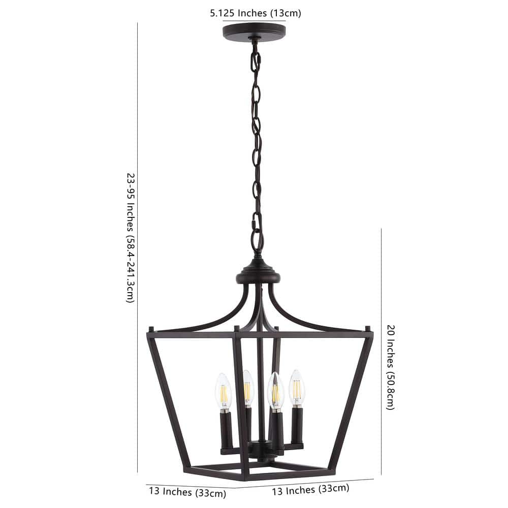 Camden 13" 4-Light LED Oil-Rubbed Bronze Farmhouse Pendant Lantern