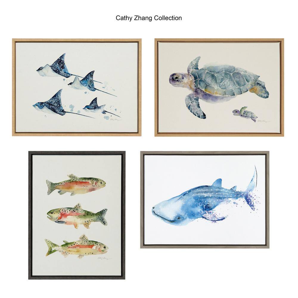 Natural Framed Canvas Print of Eagle Spotted Ray Family