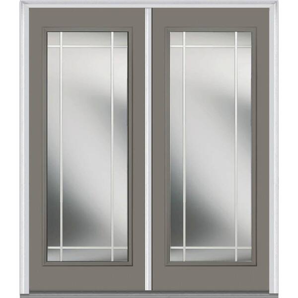 Milliken Millwork 66 in. x 81.75 in. Classic Clear Glass PIM Full Lite Painted Fiberglass Smooth Exterior Double Door