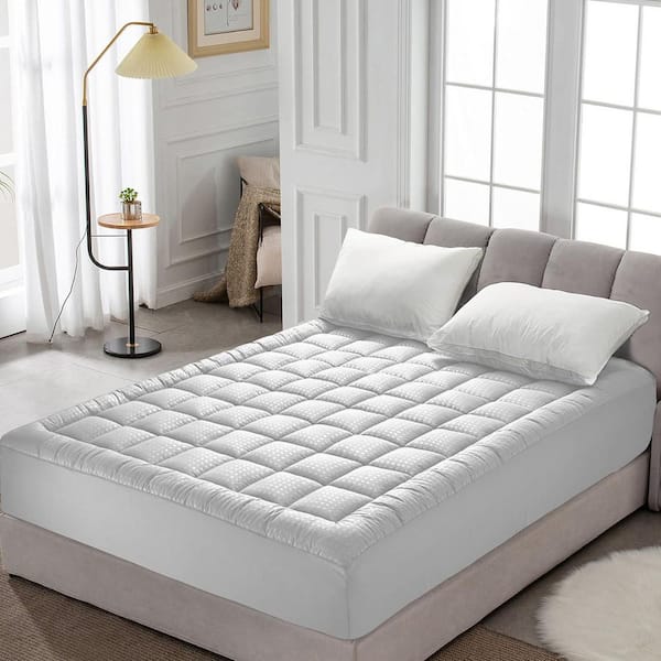 Afoxsos 8-21 in. Queen Mattress Pad Quilted Fitted and Mattress Protector Cooling Pillow Top with Breathable Fluffy Soft