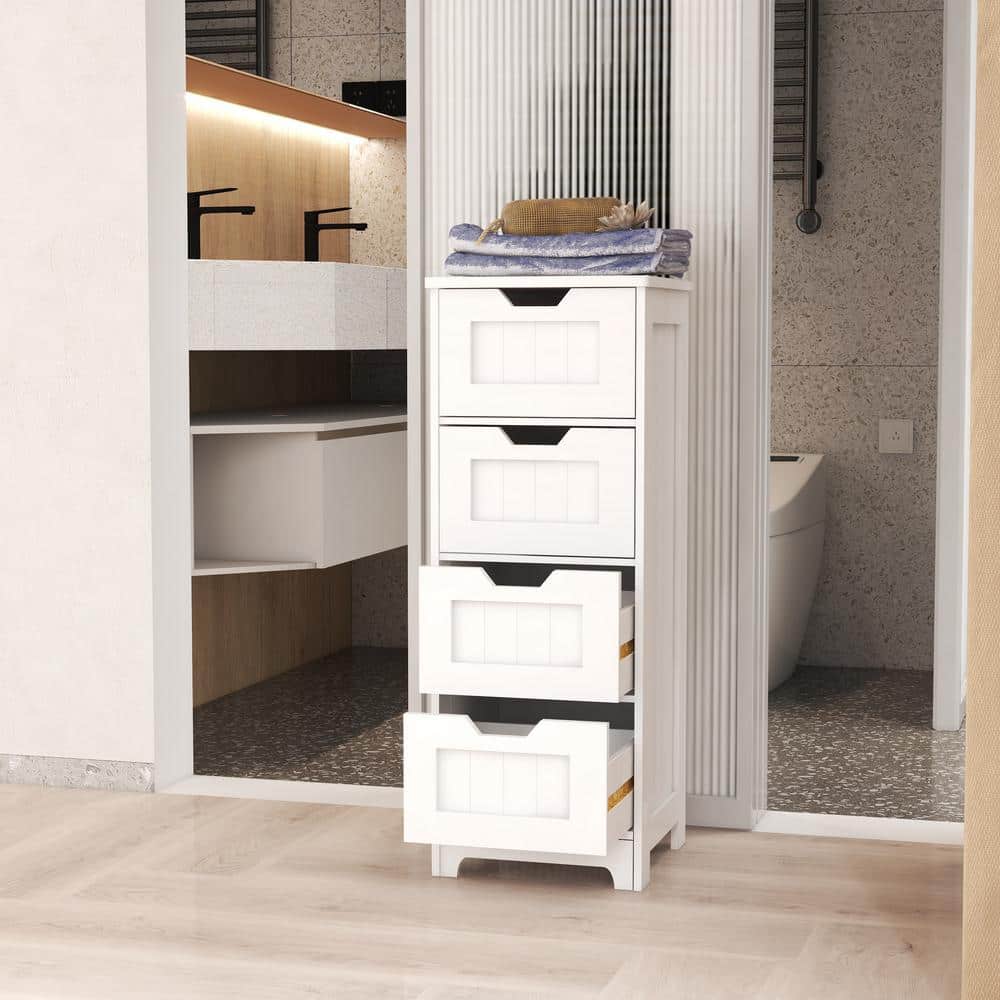 White Freestanding Storage Cabinet with 4 Drawers, Suitable for Bathroom, Living Room, Kitchen price history on PriceWatchPro
