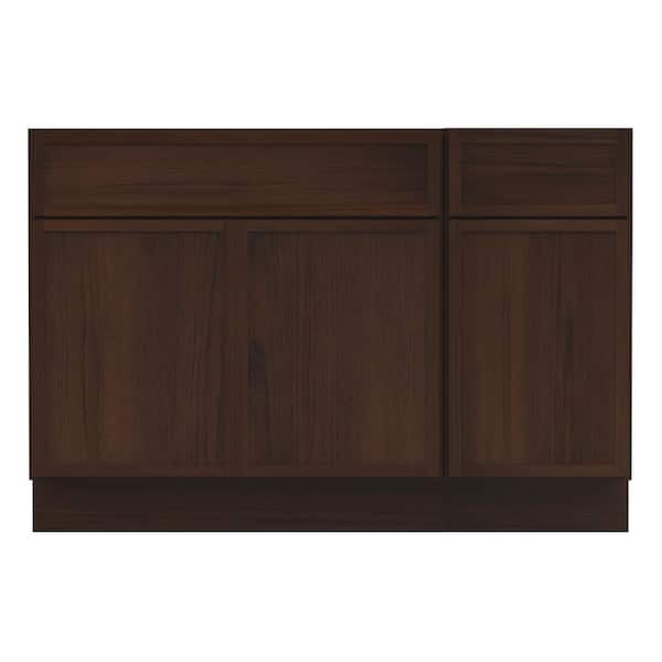 54 in. W x 21 in. D x 32.5 in. H Bath Vanity Cabinet without Top in Brown