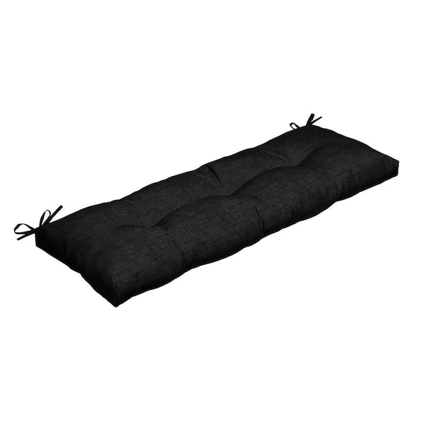 ARDEN SELECTIONS 48 in. x 18 in. Rectangular Outdoor Plush Modern Tufted Bench Cushion, Black Leala