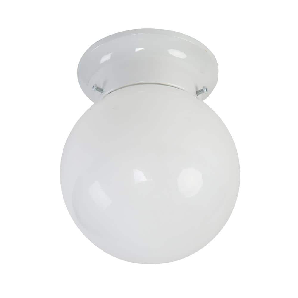 White Glass Globe Flush Mount Light Fixture