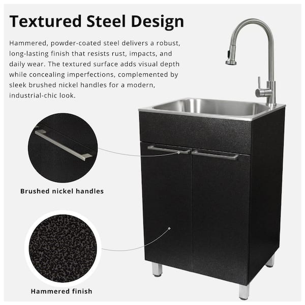 Glacier Bay 24 in. W x 10 in. D x 20 in. L Stainless Steel Laundry