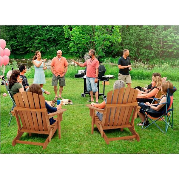Outdoor Brown Wood Adirondack Chair, Folding Chair for Garden (Set