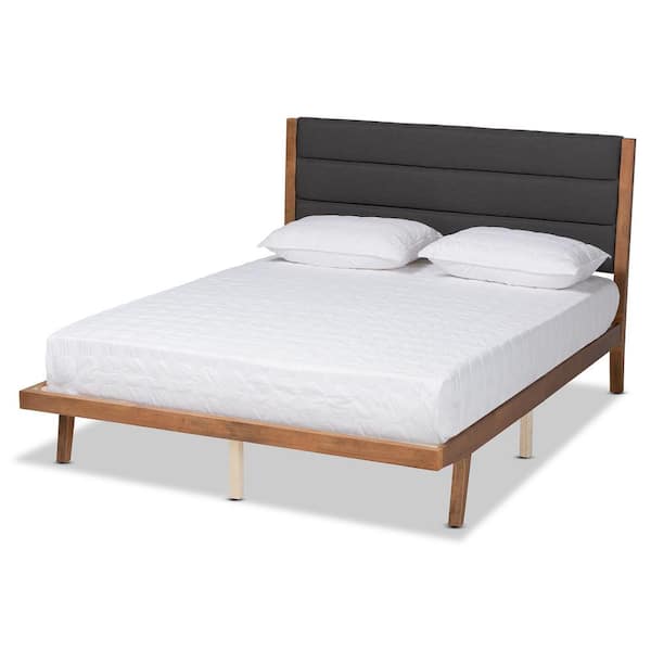 Baxton Studio Jarlan Charcoal and Walnut Brown Full Platform Bed