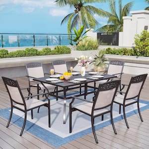 7-Pieces Metal Outdoor Patio Dining Set with Textilene Dining Chairs and Rectangular Dining Table