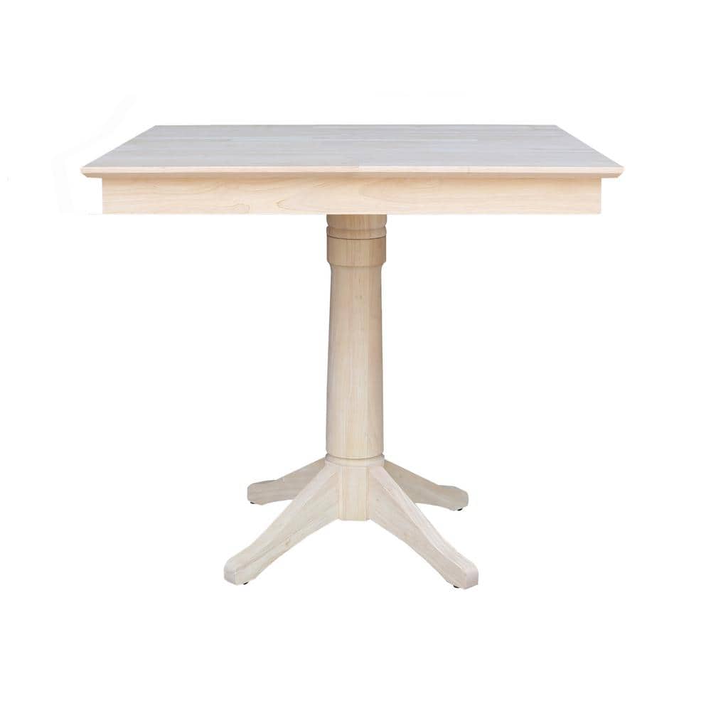 Natural Solid Wood Square Counter Height Pedestal Table