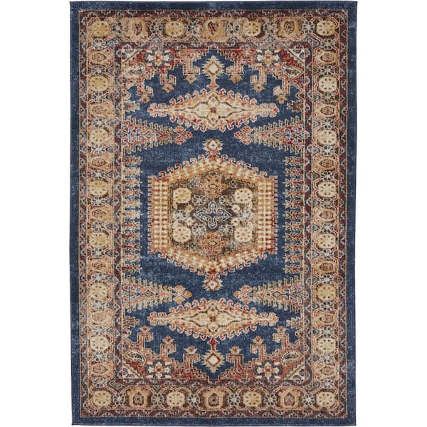 Unique Loom Utopia Larissa Navy Blue 4' 0 x 6' 0 Area Rug