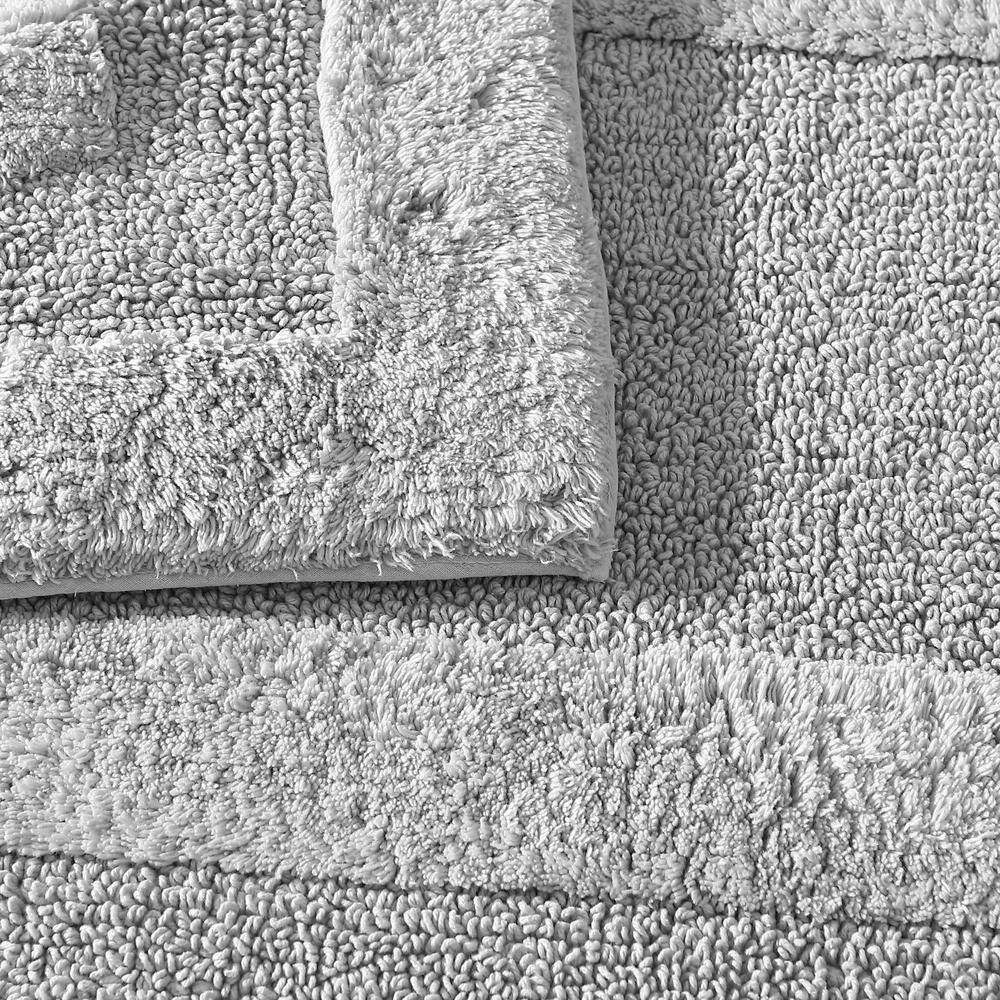 Gray Cotton Reversible Bath Rug with Tufted Design