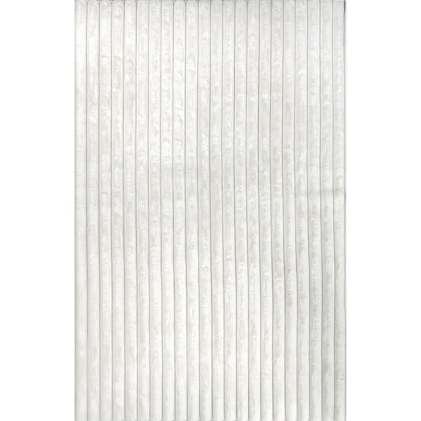 nuLOOM Kai Stripe Faux Rabbit Machine Washable White 3 ft. x 8 ft. Runner Rug