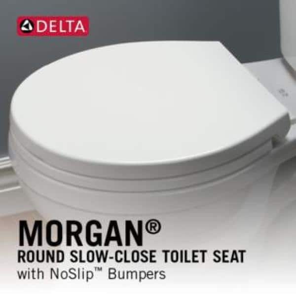 Morgan White Elongated Slow-Close Toilet Seat with NoSlip Bumpers