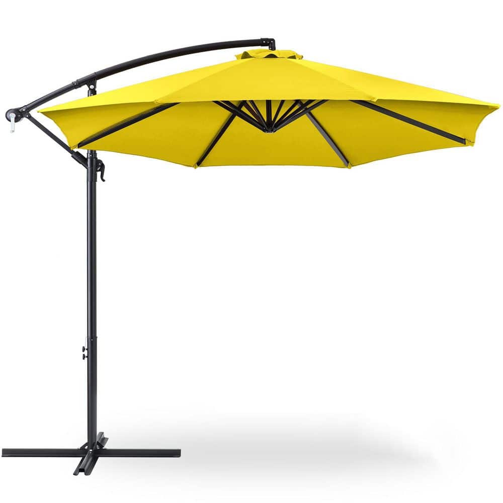 10 ft. Steel Cantilever Patio Umbrella in Yellow