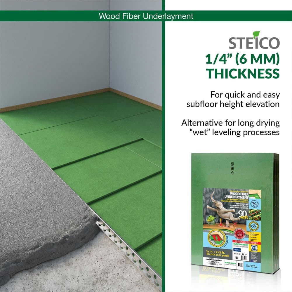 Green 6mm Wood Fiber Flooring Underlayment, 90 Sq Ft