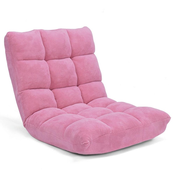 null Pink Adjustable Floor Chair Folding Lazy Gaming Sofa Chair