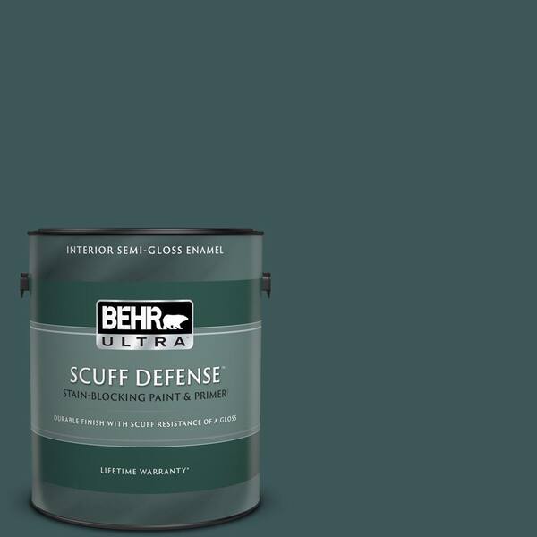 BEHR ULTRA 1 gal. #PPU12-01 Abysse Extra Durable Semi-Gloss Enamel Interior Paint & Primer