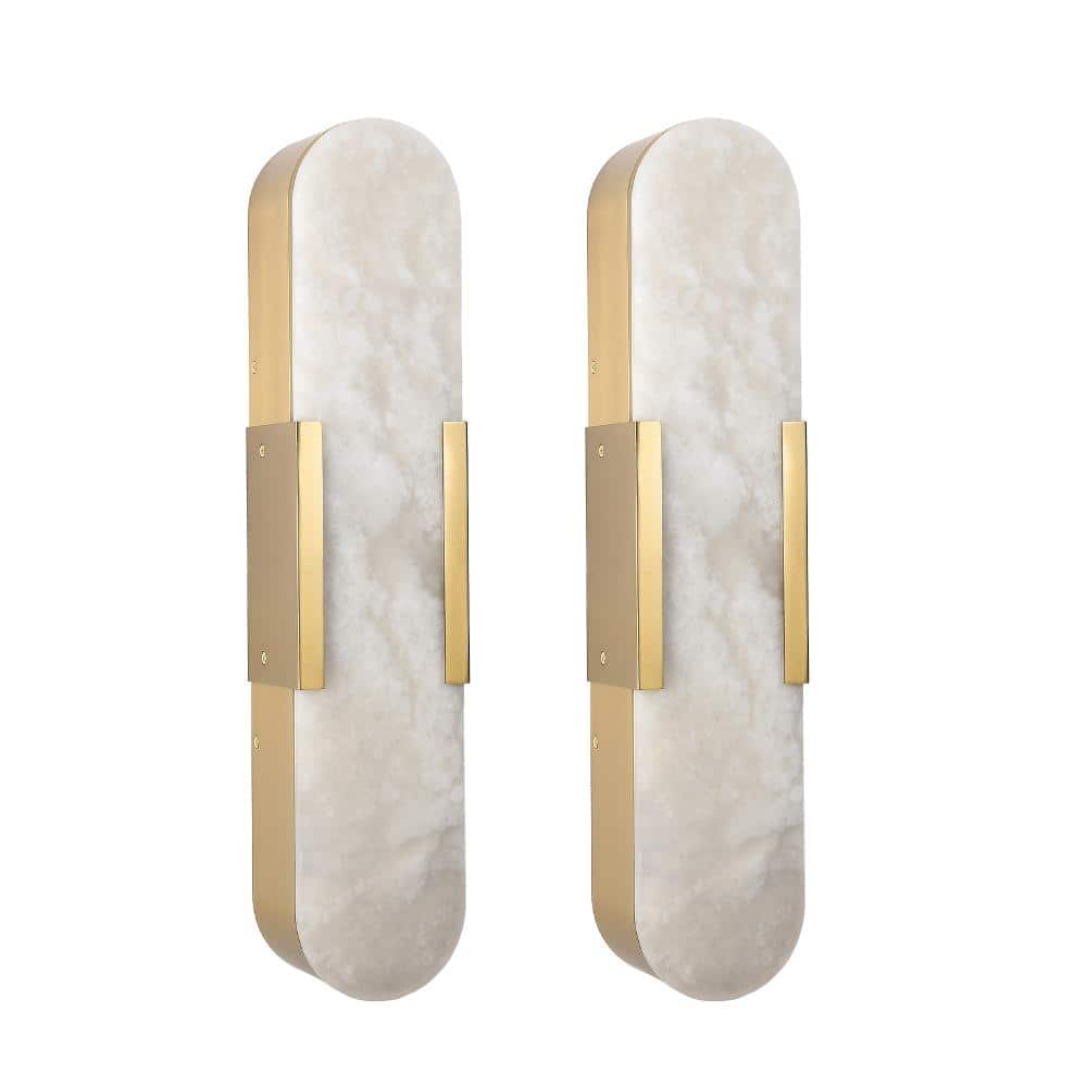 20 in. H Gold Natural Marble Vanity Light and Wall Sconce Set of 2, LED Fixtures for Bathroom and Living Spaces price history on PriceWatchPro